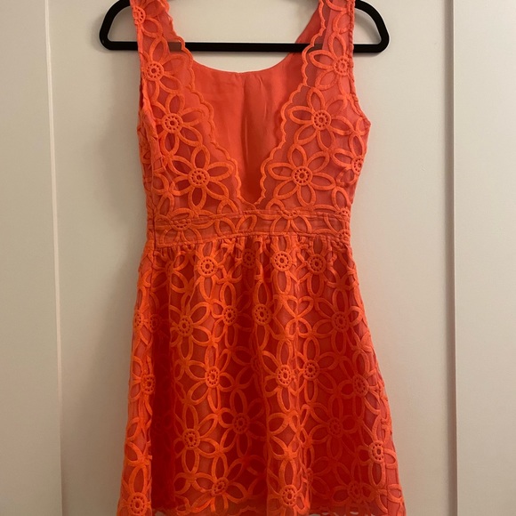 J.O.A Orange Eyelet Dress - Picture 3 of 4
